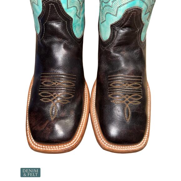 NEW Corral Brown Turquoise Embroidered Western Cowboy Boots Square Toe Rugged 9‎ main image 10